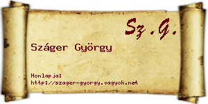 Száger György névjegykártya
