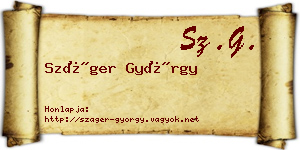 Száger György névjegykártya